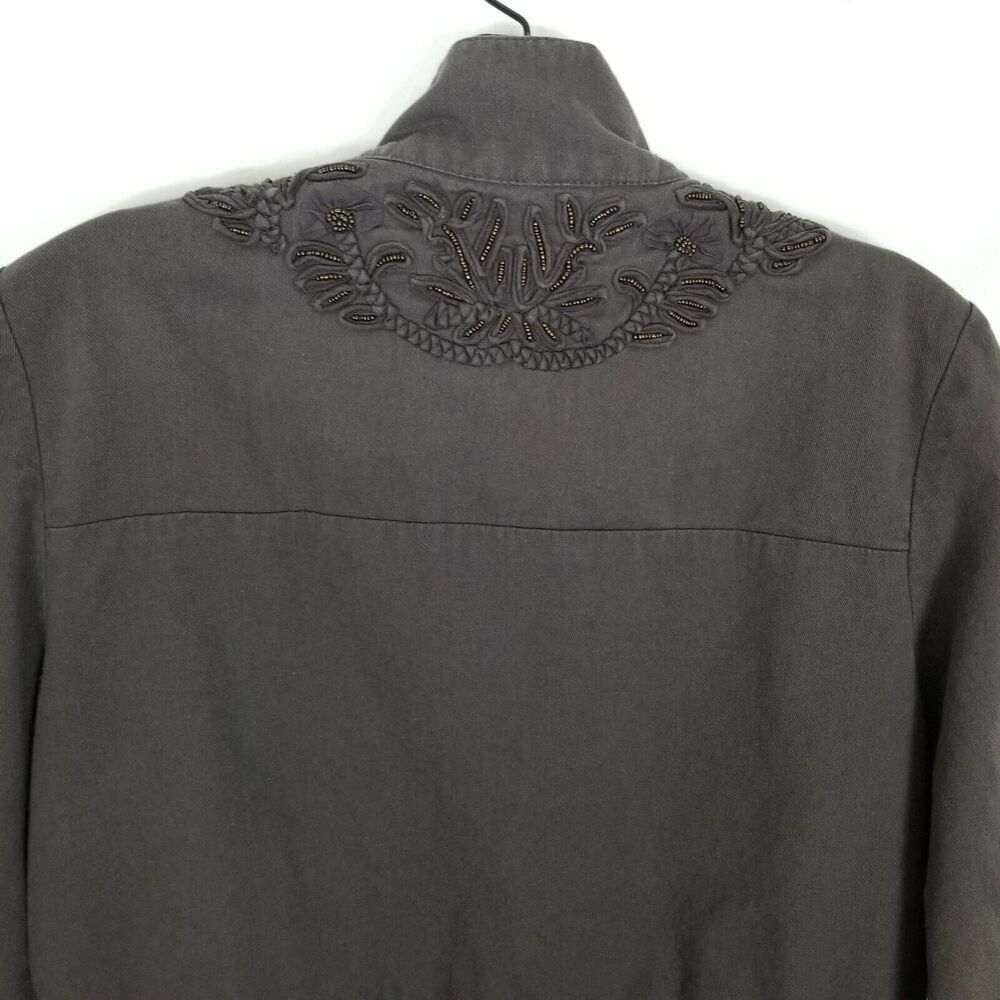 Love Sam Anthropologie Beaded Embroidered Jacket Sz S Brown Ribbon Cotton Boho - Picture 5 of 9